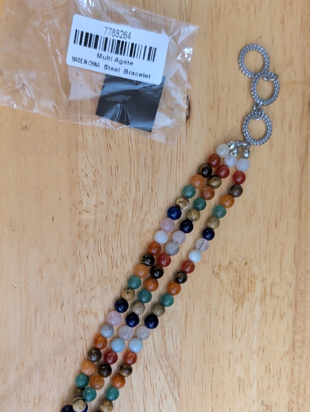 Multi-Agate Multi-Color Beaded Bracelet with Steel Accents